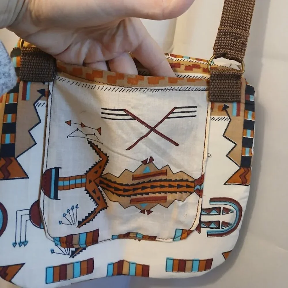 New Western Aztec print Shoulder Bag Purse Cowgirl Brown Turquoise Southwestern - Picture 9 of 10